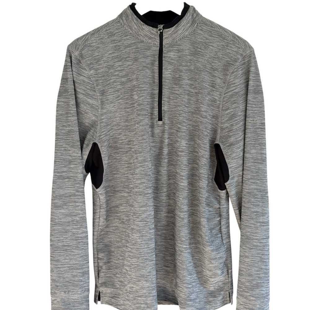 Champion Duo Dry Mens Size Small Black Gray Striped 1/4 Zip Shirt